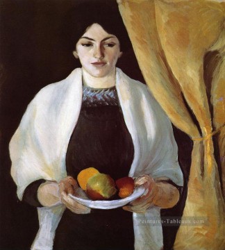 August Macke œuvres - Portrait avec pommes Femme de l’artiste August Macke